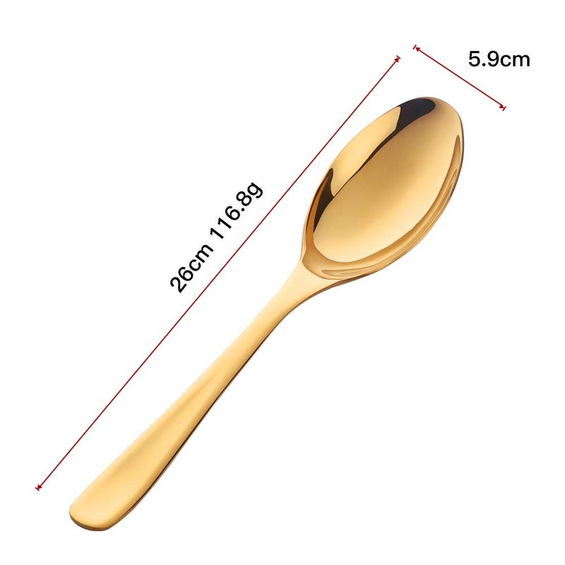 BISDARUN Bisda Buffet Serving Spoons, Stainless Steel 10 Inch Gold Plated Server Set of 2, Large Salad Serverware Utensils, Dishwasher Safe - Image 2